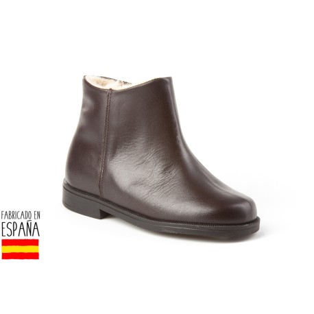Botines bajos piel con forro de borreguillo, made in spain -