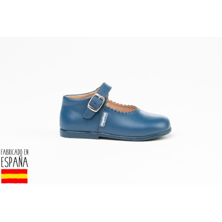 Merceditas piel lisas cierre hebilla, made in spain - ANGELITOS