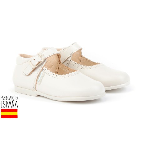 Merceditas piel lisas cierre hebilla, made in spain - ANGELITOS