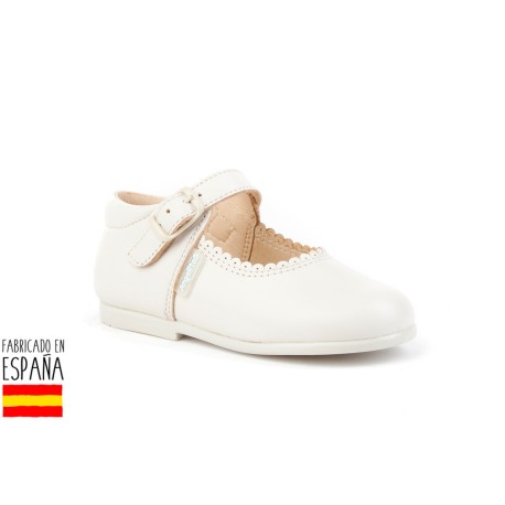 Merceditas piel lisas cierre hebilla, made in spain - ANGELITOS