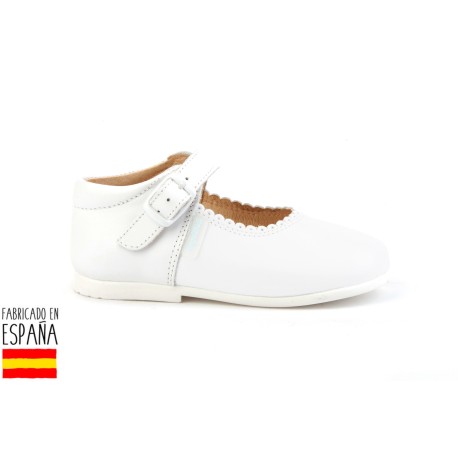 Merceditas piel lisas cierre hebilla, made in spain - ANGELITOS