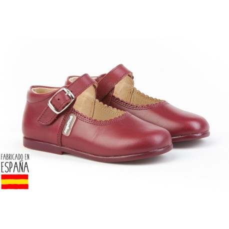 Merceditas piel lisas cierre hebilla, made in spain - ANGELITOS