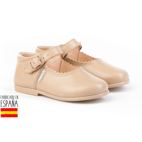 Merceditas piel lisas cierre hebilla, made in spain - ANGELITOS