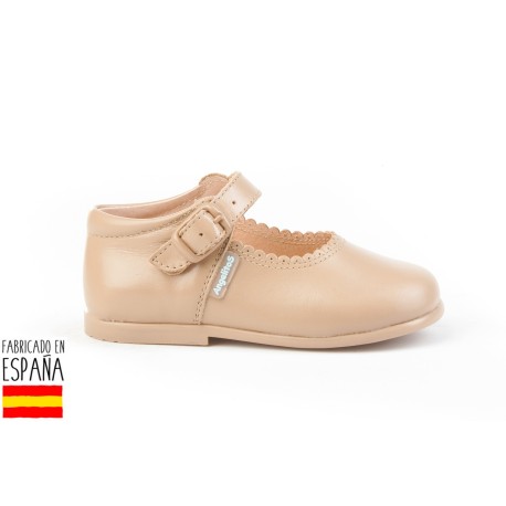 Merceditas piel lisas cierre hebilla, made in spain - ANGELITOS