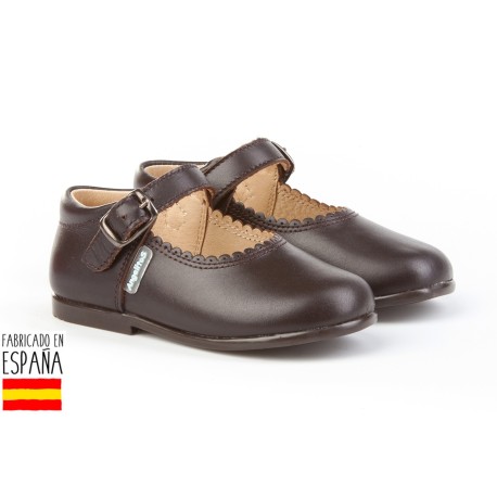 Merceditas piel lisas cierre hebilla, made in spain - ANGELITOS