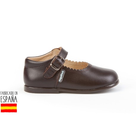 Merceditas piel lisas cierre hebilla, made in spain - ANGELITOS