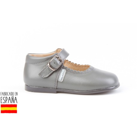 Merceditas piel lisas cierre hebilla, made in spain - ANGELITOS