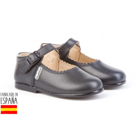 Merceditas piel lisas cierre hebilla, made in spain - ANGELITOS