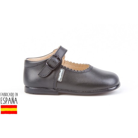 Merceditas piel lisas cierre hebilla, made in spain - ANGELITOS