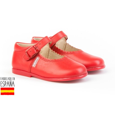 Merceditas piel lisas cierre hebilla, made in spain - ANGELITOS