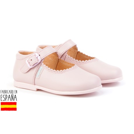 Merceditas piel lisas cierre hebilla, made in spain - ANGELITOS