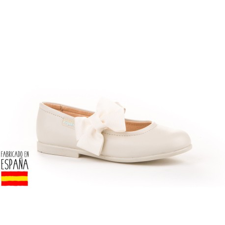 Merceditas piel detalle lazo lateral, made in spain - ANGELITOS