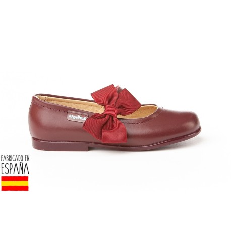 Merceditas piel detalle lazo lateral, made in spain - ANGELITOS