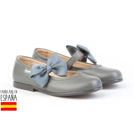 Merceditas piel detalle lazo lateral, made in spain - ANGELITOS