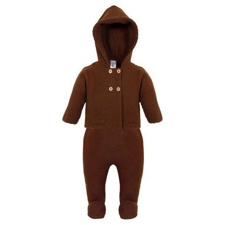 Conjunto 2 piezas bebé: chaqueta doble punto y