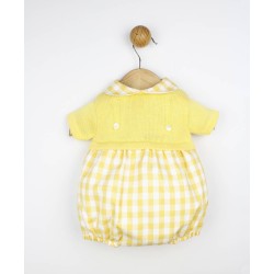 Pelele corto tejido combinado estampado vichy cuello