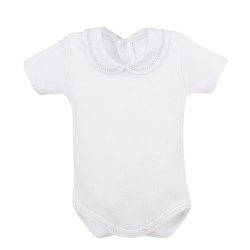 Body manga corta cuello pique bordado-CLV-19063-Calamaro Baby