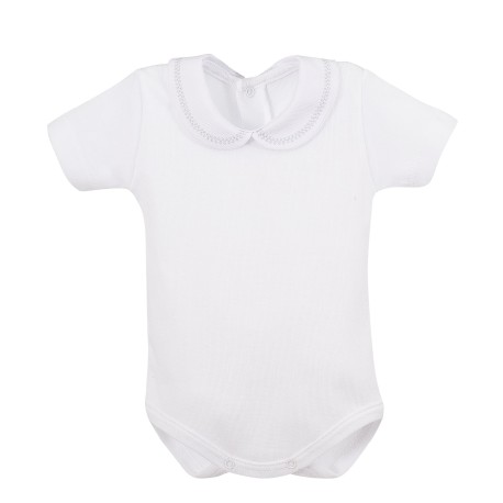Body manga corta cuello pique bordado-CLV-19063-Calamaro Baby