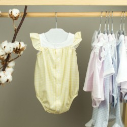 Pelele corto tirante volantes vichy-30250-Babidu Pelele corto