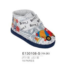 Zapatillas descanso cerradas, dibujo camión y tracton, cierre