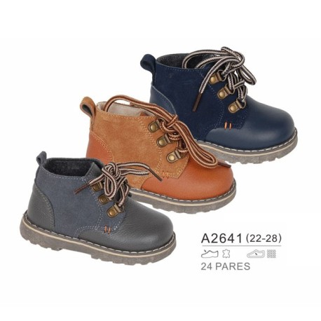 Botines doble textura, cierre cordones - Bubble - BBI-A2641