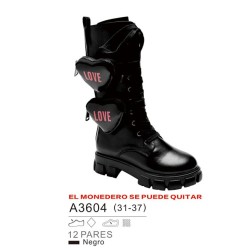 Botas estilo motero con doble monedero "love" (extraíble)