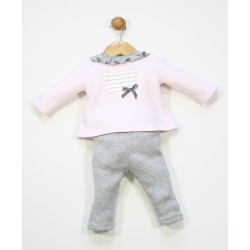 Conjunto 2 piezas bebé: sudadera cuello volante y pantalones