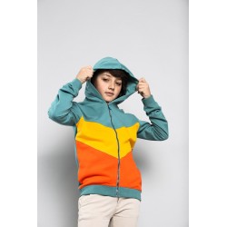 Sudadera niño multicolor, capucha y cierre con