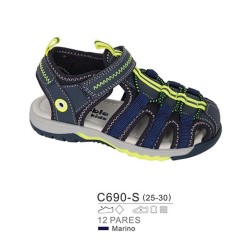 Sandalias playeras sport con tira en contraste, cierre velcro y