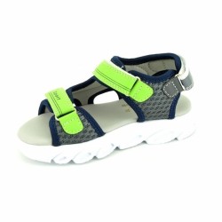 Sandalias playeras con luces y pespuntes en contraste, cierre