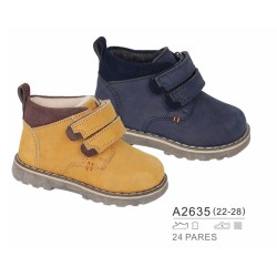 Botines estilo panama con contraste en talón, cierre doble velcro-Bubble-BBI-A2635