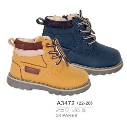 Botines estilo panama con contraste bicolor en talón, cierre cordones y cremallera-Bubble-BBI-A3472