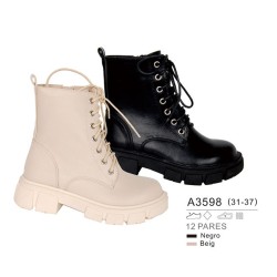 Botines lisos con maxi suela track, cierre cordones y cremallera-Bubble-BBI-A3598