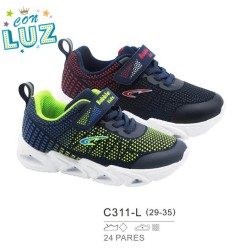 Deportivas bicolor con cierre velcro y cordones (con luz)-Bubble-BBI-C311-L