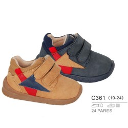 Calzado sport abotinado de piel detalle a contraste en lateral, cierre doble velcro-Bubble-BBI-C361