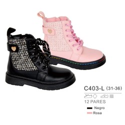 Botines planos con detalle textura en lateral, cierre cordones decorativos y cremallera-Bubble-BBI-C403-S