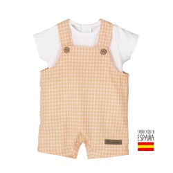 Conjunto peto corto estampado cuadros bebé pimpinela-CLV-17944-Calamaro Baby