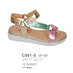 Sandalias niña tiras anchas metalizadas-Bubble-BBV-C991-S