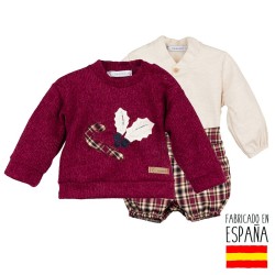 Conjunto 3 piezas manga larga pantalón corto bebé miño-CLI-11088-B-Calamaro Baby