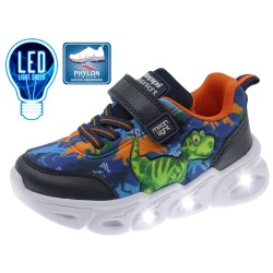 Deportivos con luces cordones y velcro dino-BPI-2205130-Beppi