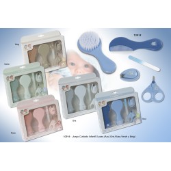 Juego de cuidado infantil 5 piezas. Cepillo suaves, peine, limas de uñas, tijeritas y sacamoquitos. 0 bpa-GBI-10914-Gamberritos