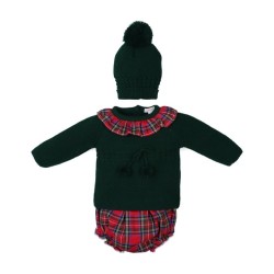Conjunto 3 piezas bebé tejido combinado tartán-TBI-30200-Tony Bambino
