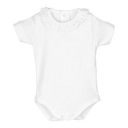 Body manga corta cuello puntilla-CLV-19010-Calamaro Baby Body