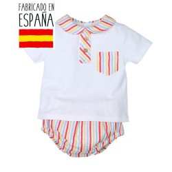 Conjunto corto bebé niño 2 piezas rayas-TBV-29109-Tony Bambino