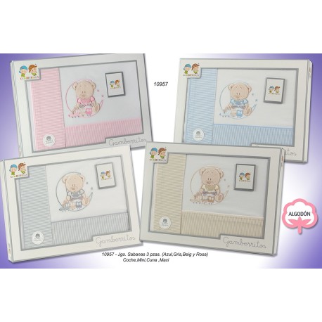 Juego de sábanas 3 piezas algodón maxicuna osito-GBV-10957MX-Gamberritos