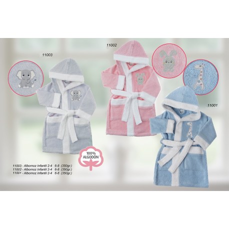 Albornoz infantil con capucha 100% algodón t. 2-4 años-GBV-11001-2-3P-Gamberritos