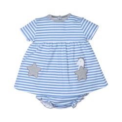Tumodakids distribuidores de ropa de bebé. Conjunto vestido con detalle de lineas y dos estrellas - Tony Bambino
