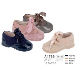 Merceditas estilo mocasín y doble textura satinada, cierre cordones-Bubble-BBI-A1789