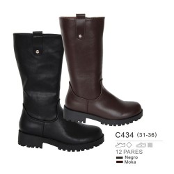 Botas planas lisas estilo motero con suela track, cierre cremallera-Bubble-BBI-C434