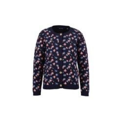 Tumodakids mayoristas de ropa infantil. Chaqueta punto niña cuello redondo estampado floral - Blue Seven